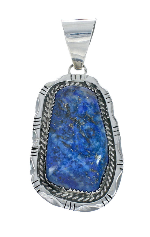 Navajo Lapis Sterling Silver And Bead Pendant Necklace Set X10693